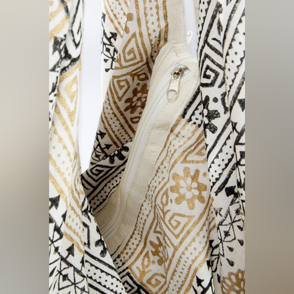 Hobo Beach Yoga Boho Chic Shoulder Bag - Handblock Paisley & Floral Printed - Picture 9 of 10